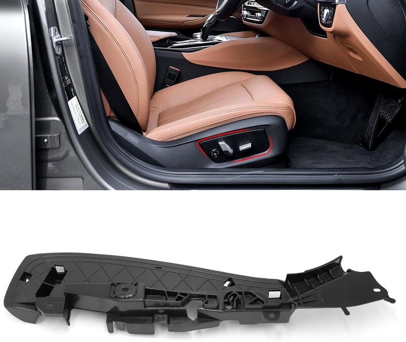 Jaronx Compatible with BMW Front Seat Track Rail Cover for 5' F07 F10 F11 G30 G31/6' G32/7' F01 F02 F03 G11 G12/X5 F15/X6 F16 F86, Support Seating Track Rail Cover Side Bracket for 52107317458 (Right) - Image 1